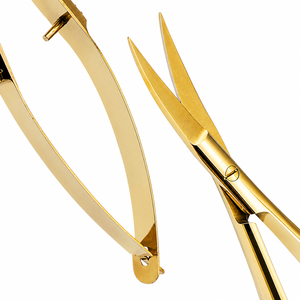 Tijeras Gold Spring de 5 pulgadas, rectas, de acero inoxidable, de precisión, para dar forma a cejas y pestañas, recortar, apretar y bordar. - Product Image 1