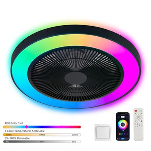 Ventilador de Techo LED Inteligente Moderno de 19 Pulgadas con Luz RGB Regulable y Control Remoto por Aplicación, Ventilador de Techo con Luz Negra para el Hogar - Product Image 4
