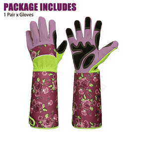 Custom Floral Rose Pattern <b>Long</b> Cuff Gardening <b>Gloves</b> Breathable Protective Work <b>Gloves</b> For Women Yard Garden OEM ODM - Product Image 2