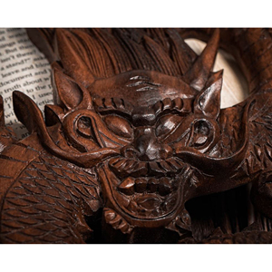 Figura de Dragón Hecha a Mano, Adorno Decorativo de Madera Natural para Feng Shui, Dragón Tallado en Madera Sólida, Estatua de Dragón Personalizada - Product Image 2