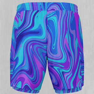 Custom Men Casual Sublimation Shorts Wholesale Running Sports Canvas Double <b>Layer</b> Elastic Waist <b>Mid</b> Quick Dry Drawstring Closure - Product Image 2