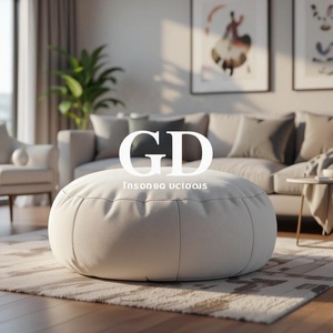 Nuevo taburete de acento de almacenamiento bajo otomano redondo pequeño de terciopelo rosa para vivir, pufs de cuerda redonda para decoración del hogar - Product Image 1