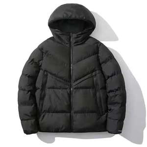 High Street Full Sleeves Custom Embroidered Canvas Stand Collar <b>Men</b> Puffer <b>Jacket</b> Waterproof Breathable Windbreaker Winter - Product Image 5