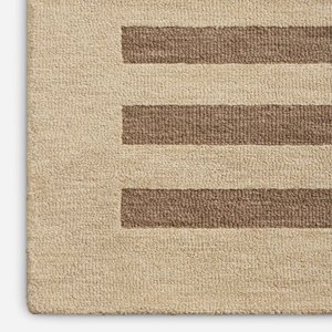 Luxury Neutral Beige Brown Horizontal Stripe Hand Tufted Wool Rug Modern Area Premium Carpet Minimalist Custom Size Home Decor - Product Image 6