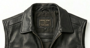 <b>Men</b> Solid Casual <b>Leather</b> <b>Vest</b> Sleeveless Zip-Up Waistcoat with Button Pockets Custom Logo ODM Winter Outerwear 400g - Product Image 2
