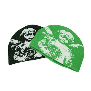 Gorro de Punto Jacquard Estilo Urbano con Diseño Gráfico Personalizado, Unisex, Sin Dobladillo, Gorro de Invierno, Suave, Cálido y Elástico - Product Image 1