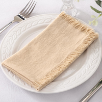 Serviette de table en lin biologique faite à la main avec ourlet festonné vert sauge pour mariage, vente en gros OEM