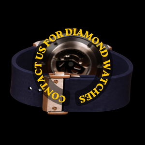 Reloj de Pulsera de Diseño Personalizado con Esfera Azul Redonda y Diamantes de Moissanita con Correa de Goma Azul para Hombre y Mujer - Product Image 4