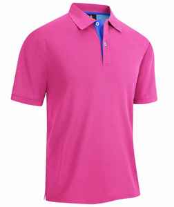 Polo de Manga Corta Rosa para Hombre, Estilo Casual de Punto, Corte Regular, Color Sólido - Product Image 1