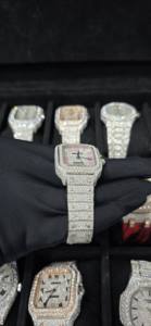 Reloj de lujo automático de acero inoxidable con moissanita VVS, estilo hip hop, cuadrado de 36 mm, que pasa la prueba del diamante, para mujer. - Product Image 3