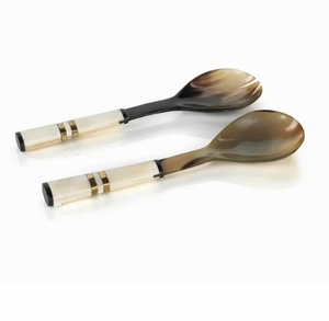 Cuillères à dessert classiques et élégantes de 15 ml, plaquées or, avec miroir, manche court de 6 mm, design corne naturelle, écologiques, pour desserts - Product Image 5