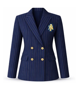 เสื้อเบลเซอร์ผู้หญิงลายทางแบบกระดุมสองแถว HBCU North Carolina A&T พร้อมส่ง ชุดนักศึกษา NC A&T - Product Image 1