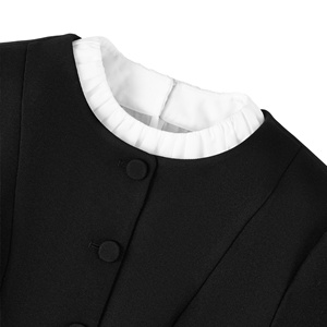 Chemisier élégant noir à volants pour femme, cintré à la taille, coupe ajustée, style coréen, chic et féminin - Product Image 4