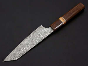 Couteau de chef de cuisine artisanal en acier Damas de 8 pouces, haute dureté, écologique, ambidextre, ultra-affûté, avec manche en bois et résine époxy - Product Image 5