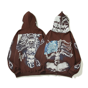 100% Cotton Men's Streetwear Pullover Heavy Weight Full Face <b>Zip</b> <b>up</b> Hoodie with Custom Logo Streetwear Sweatshirts - Product Image 1