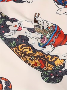 เสื้อฮาวายลายแมวพิมพ์ลายทั่วตัว พรีเมียม สำหรับผู้ชายและผู้หญิง สวมใส่สบายๆ ในฤดูร้อน แขนสั้น เหมาะสำหรับพักผ่อนริมชายหาด ติดกระดุม สไตล์สตรีทแวร์ - Product Image 3
