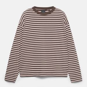 เสื้อสเวตเชิ้ต OEM 2026 แขนยาว ผ้าฝ้าย 100% สไตล์ลำลอง คอวี ไหล่ตก ลายทาง ปักโลโก้ได้ เนื้อผ้าหนา - Product Image 3