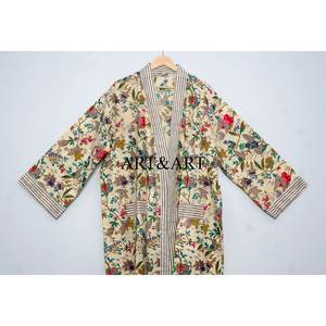 Robe kimono japonaise longue pour femme, 100 % coton, imprimé floral numérique, peignoir bohème, robe de bain légère pour femme - Product Image 2