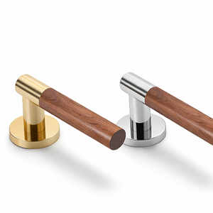 Poignée de porte extérieure moderne en laiton et bois de qualité supérieure HS 1122 |   Finition chromée / Or PVD / Or rose |   Designer de luxe - Product Image 5