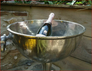Champagne <b>Silver</b> <b>Ice</b> <b>Bucket</b> Rustic Floor standing Distressed Look Wine Cooler - Product Image 2