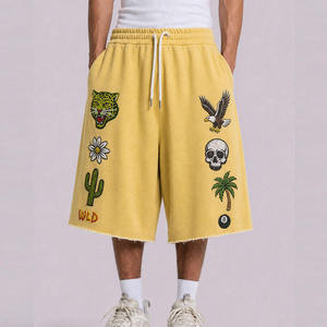 Shorts de survêtement premium pour hommes avec broderie tigre, style gothique, streetwear, en molleton épais, fabricant OEM - Product Image 4
