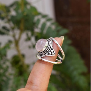 Handmade Rose <b>Quartz</b> <b>Ring</b> Natural Gemstone Jewelry Artisan Silver <b>Ring</b> Romantic Gift Idea - Product Image 3