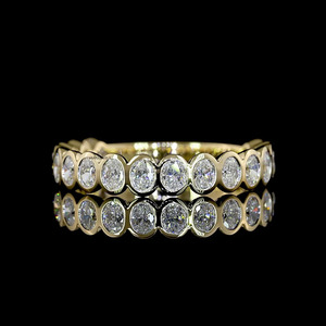 แหวนเพชรทรงรีเพาะเลี้ยงในห้องปฏิบัติการ ประดับขอบแบบ Eternity Band น่ารัก วัสดุทอง 10K 14K 18K เงิน 925 935 ของขวัญสำหรับงานหมั้น - Product Image 1