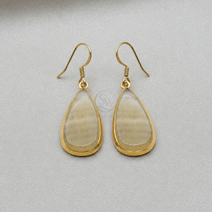 Boucles d'oreilles pendantes en agate rayée naturelle, argent sterling 925 plaqué or rose et jaune, forme goutte d'eau, pour femmes - Product Image 4