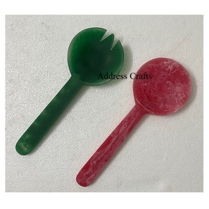 2026 Hot Selling Resin Salad Server Set Kitchenware Unique Swirl Resin Salad Spoon Set Elegant Style Resin Cutlery Tableware - Product Image 3