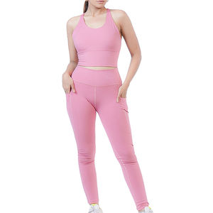 Sweat absorbing sportswear with flexible movement <b>support</b> for training women yoga set with logo - Product Image 1