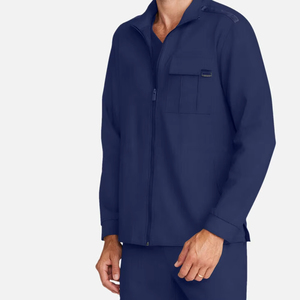 เสื้อสครับคุณภาพสูงสำหรับโรงพยาบาล ผ้าฝ้ายทอ 100% สำหรับพยาบาล แบบ unisex พร้อมระบบตรวจจับเข็ม เสื้อสครับทางการแพทย์ - Product Image 4