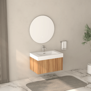 Mobile Bagno Moderno Minimalista da 30 Pollici Sospeso a Parete con Lavabo Integrato e Finitura in Compensato - Product Image 6