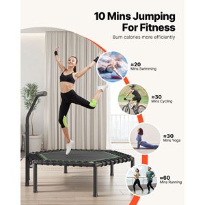 54.5 Inch <b>Mini</b> <b>Trampoline</b> Fitness Rebounder 450 Lbs Capacity 3-Level Adjustable Height Quiet & Stable with Foam Safety - Product Image 6