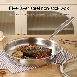 5 Ply 316 Stainless Steel Fry <b>Pan</b> Non-Toxic Skillets Professional Cookware Uncoated Non-stick Frying <b>Pan</b> Induction Compatible - Product Image 4