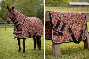 Meilleure qualité 600D noir/blanc Dressage utiliser tapis de cheval imperméable imprimé Combo matériel en acier inoxydable doublure en nylon polycoton - Product Image 3