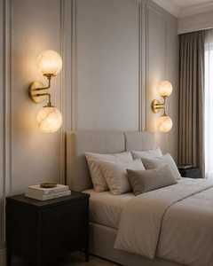 Modern Marble <b>Wall</b> <b>Sconce</b> Round Contemporary Home Decor Indoor <b>Lighting</b> Fixture for Living Room - Product Image 5