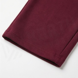 Women's <b>Maroon</b> Fleece 2-Piece Shorts Set With Embroidered Logo Sporty Loose Fit Stand Collar Zip <b>Top</b> And Drawstring Shorts - Product Image 4