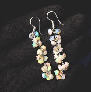 Boucles d'oreilles pendantes HAYAAT GEMS en opale éthiopienne, argent 925, perles cabochon multicolores, design tendance - Product Image 2