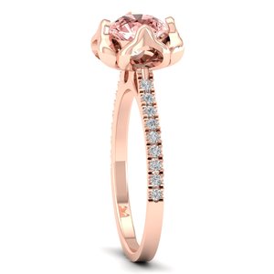 Bagues de fiançailles en or massif 14 carats avec diamant solitaire taille ronde 1 carat et pierre précieuse Morganite pour femme - Prix de gros REYES - Product Image 3