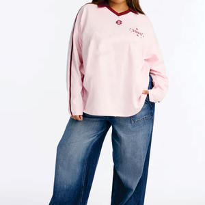 Camiseta de Fútbol Americano de Manga Larga para Mujer, Talla Grande, Cuello en V, Poliéster, Estilo Deportivo, Logotipo Personalizado, Ropa Urbana - Product Image 1