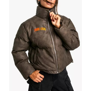 Bulk Ladies Winter Puffer <b>Jacket</b> Cropped Coat Vintage Style Streetwear Outerwear Long Sleeve Cotton Fill Winter <b>Jacket</b> - Product Image 4