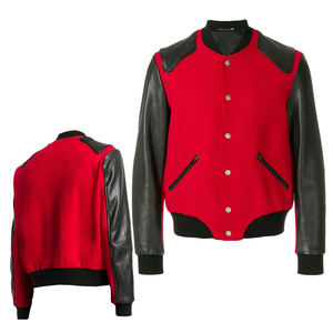 Chaqueta Varsity de Lana Estilo Vintage con Mangas de Cuero, Cuello Alto, Unisex, Chaqueta Bomber con Letras Bordadas, Estilo Urbano, Tendencia Streetwear - Product Image 1