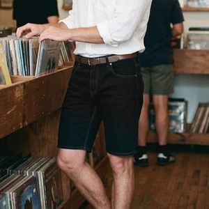Pantalones Cortos de Mezclilla para Hombre, de Primera Calidad, Lavado Oscuro, Corte Recto, Cintura Media, Estilo Casual de Verano, Tejido de Algodón, con Bolsillos, OEM - Product Image 4