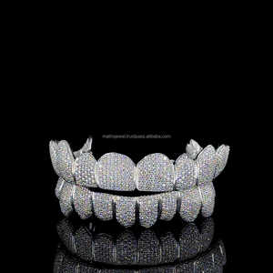 Approvisionnement direct d'usine de luxe en argent Sterling 925 taille brillante VVS Moissanite diamant Grillz dents bijoux de corps fin vente à l'exportation - Product Image 1