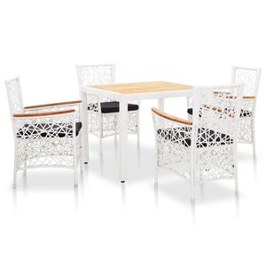 Juego de Comedor Blanco y Negro Natural con Cojines para Uso en Jardín - Product Image 1