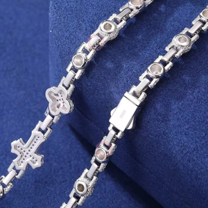 Wholesale Classic Cross Floral Moissanite Diamond <b>Necklace</b> Fine Jewelry & Custom Sterling <b>Silver</b> 925 Iced Out <b>Initial</b> <b>Necklace</b> - Product Image 2