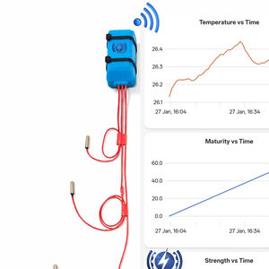 Capteur intelligent de maturité du béton avec surveillance de la température à 4 profondeurs (supérieure, intermédiaire, inférieure, ambiante) selon la norme ASTM C1074 - Product Image 1