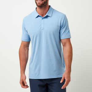 Men’s Light Blue Polo <b>Shirt</b> Premium Casual Short Sleeve <b>Collared</b> <b>T</b> <b>Shirt</b> Soft Breathable Fabric Classic Button Placket Slim Fit - Product Image 4