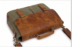 Vintage Genuine <b>Leather</b> Sling Bag Messenger Laptop <b>Briefcase</b> Office Satchel Business Travel Fashion Luxury 15x4x11 Inch Buckle - Product Image 2