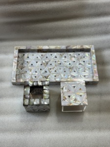 Black Mother of Pearl Inlay Bakhoor Tray Burner <b>Set</b> Luxury Electric <b>Candle</b> Warmer with Attractive Pattern - Product Image 6